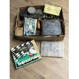 2 BOXES CONTAINING MISCELLANEOUS TOOLS INC CLAMPS SUPASTROBE TIMING LIGHT ETC
