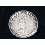 SILVER UK 1889 QUEEN VICTORIA DOUBLE FLORIN COIN HOUSED IN LONDON MINT PRESENTATION BOX WITH