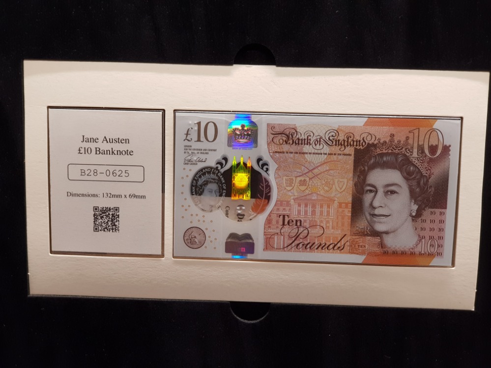 UK 10 POUND BANKNOTE OF JANE AUSTIN UNCIRCULATED IN PRESENTATION BOX
