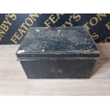 LARGE BLACK DEEDS BOX 49CMS X 36CMS X 37CMS