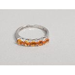 10CT WHITE GOLD ORANGE 5 STONE RING 2.1G SIZE N1/2