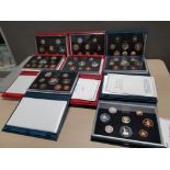 SEVEN UK ROYAL MINT PROOF YEAR COIN SETS 1988, 1990, 1993, 1994, 1995, 1996 AND 1997 ALL IN ORIGINAL