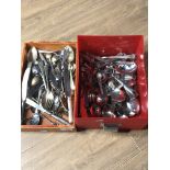 2 TRAYS OF ASSORTED CUTLERY INC EPNS AND SILVER PLATED ETC