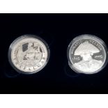 UK ROYAL MINT 2005 5 POUND SILVER PROOF NELSON AND TRAFALGAR 2 COIN SET IN ORIGINAL CASE WITH