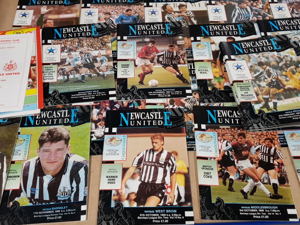 NEWCASTLE UNITED PROGRAMMES SEASON 1990-91 WHICH INCLUDE 24 HOME LEAGUE, 3 FA CUP, 2X LEAGUE CUP