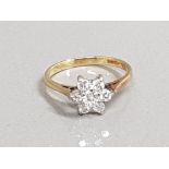 18CT GOLD DIAMOND FLOWER CLUSTER RING 2.1G SIZE K