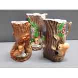 2 FAUNA HORNSEA POTTERY DOE SPILL VASES AND SQUIRREL JUG