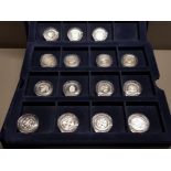 15 UK ROYAL MINT 1 POUND SILVER PROOF COINS 1983 TO 1989 ALSO INCLUDES 1993, 1994, 1996, 1997, 1999,