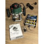 A PARKSIDE ROUTER TOGETHER WITH COMPLETE WORKZONE ROUTER BIT SET