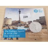 £100 PROOF TRAFALGAR SQUARE ROYAL MINT ISSUED 2016 IN SILVER COIN