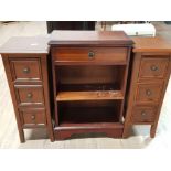 REPRODUCTION SINGLE DRAWER HALL CABINET TOGETHER WITH 2 MODERN NARROW 3 DRAWER CHESTS