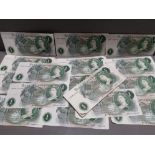 BAG OF 43 OLD POUND BANKNOTES MIXED GRADES INCLUDES SEVERAL EF