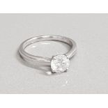 18CT WHITE GOLD DIAMOND SOLITAIRE RING APX 1CT 3.1G SIZE M1/2