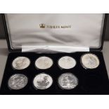 COLLECTION OF 7 DIFFERENT UK ROYAL MINT BRITANNIA SILVER 1OZ COINS 1998 AND 2000-2007 HOUSED IN