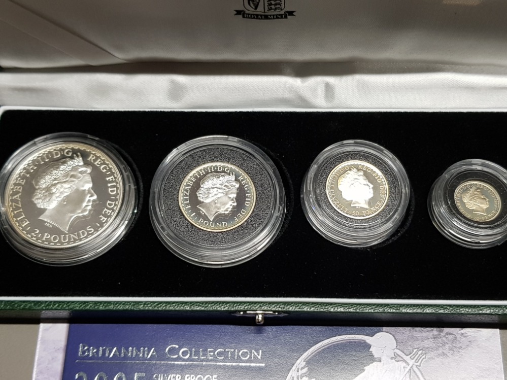 UK ROYAL MINT 2005 BRITANNIA FOUR COIN SILVER PROOF SET ONE OZ, HALF OZ, QUARTER OZ, AND TENTH OZ IN - Image 3 of 3