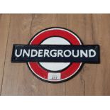 CAST UNDERGROUND SIGN 27CMS X 18.5CMS