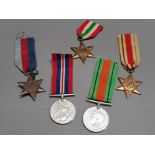 5 DIFFERENT WORLD WAR II MEDALS WAR MEDAL, DEFENCE 39-45 STAR, ITALY STAR AND AFRICA STAR