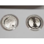 TWO UK ROYAL MINT 2011 ROYAL WEDDING 5 POUND SILVER PROOF COINS FROM ENGLAND AND ALDERNEY HOUSED