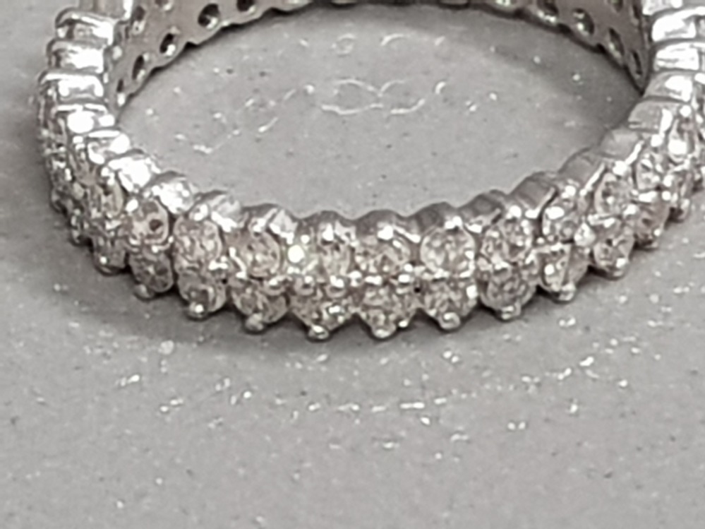 14CT WHITE GOLD DOUBLE ROW DIAMOND BAND APX 1.25CT 4G SIZE O - Image 2 of 2