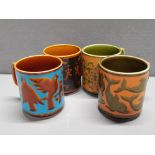 4 RARE HORNSEA ART POTTERY MUGS