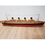 SCRATCH BUILT VINTAGE MODEL OF THE TITANIC 42 X 5 INCHES