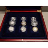 9 UK ROYAL MINT SILVER PROOF COINS 1986,1989 2 POUND COINS PLUS 1994 BANK OF ENGLAND, 1995 DOVE,