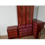 3 PIECE BEDROOM SUITE FLAMED MAHOGANY VENEER