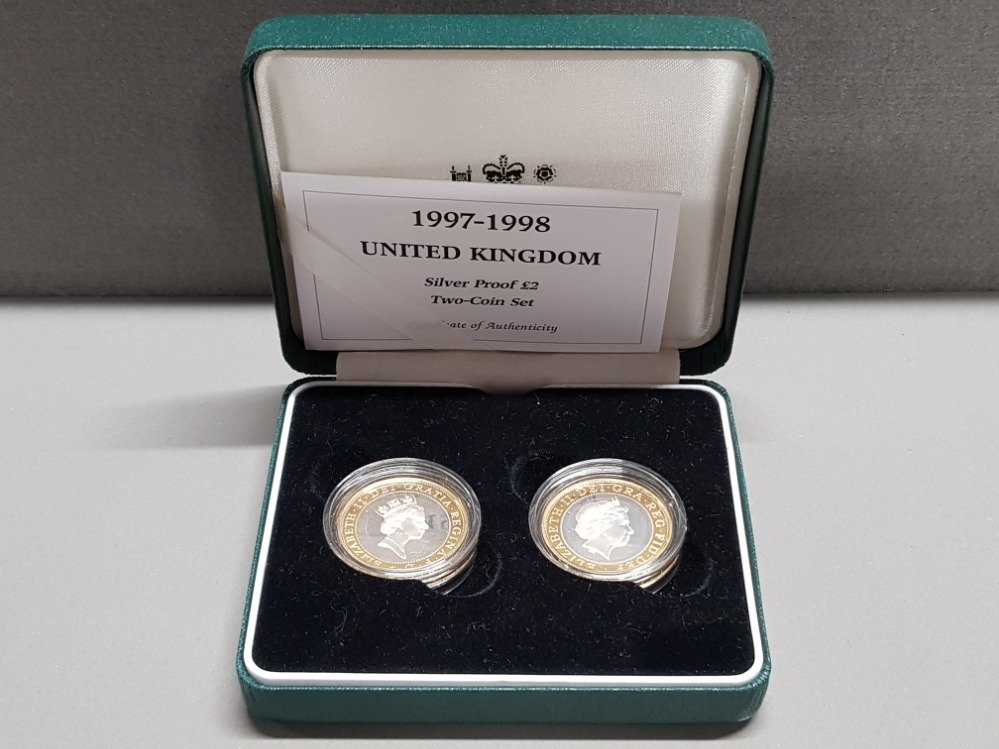 TWO UK ROYAL MINT SILVER PROOF COINS 1997 AND 1998 IN CASE OF ISSUE WITH CERTIFICATE OF - Image 3 of 3