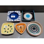 HORNSEA POTTERY JOHN CLAPPISON RELIEF ASHTRAY PLUS 4 CLAPPISON NUT DISHES