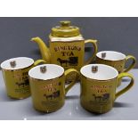 5 PIECES OF RINGTONS HERITAGE WARE INCLUDES TEA POT AND 4 MUGS