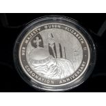 UK 2013 ROYAL MINT CASED 5 OZ SILVER 10 POUND COIN TO COMMEMORATE THE 60TH ANNIVERSARY OF THE QUEENS