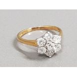 18CT GOLD DIAMOND CLUSTER RING APX 1CT 4.4G SIZE P