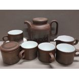 11 PIECES OF HORNSEA LANCASTER VITRAMIC TEA WARE INCLUDES TEA POT AND 4 CUPS AND SAUCERS