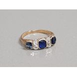 18CT GOLD SAPPHIRE AND DIAMOND RING 3.4G SIZE N