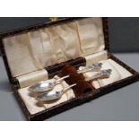 BOXED ROLEX COFFEE SPOONS WITH BOWLS MARKED LUCEME CONTINENTAL SILVER