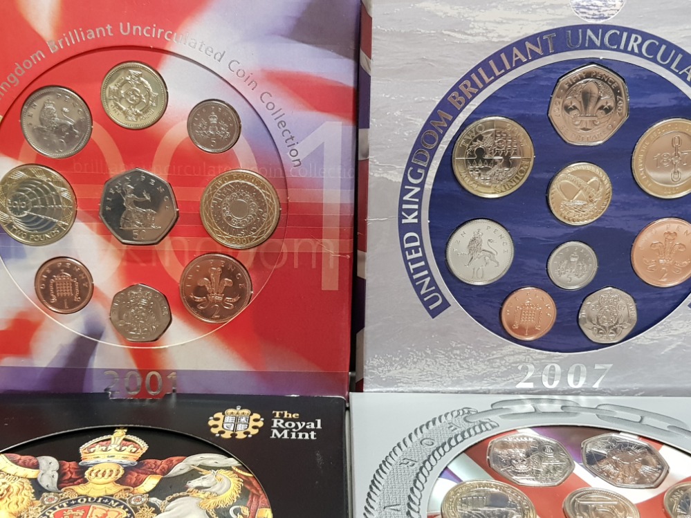 UK ROYAL MINT UNCIRCULATED YEAR SETS 2001, 2002, 2005, 2006, 2007 AND 2008 SIX COMPLETE SETS IN - Image 2 of 3