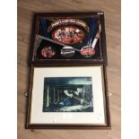 MANCHESTER UNITED THERE IS ONLY ONE UNITED PUB MIRROR TOGETHER WITH FISHBURN ART GROUP PRINT OF A