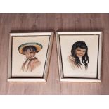 PAIR OF PRINTS OF MEXICAN CHILDREN INDISTINCT SIGNATURE WITH KEYSTONE FRAMES