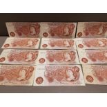 12 OLD TEN BOB BANKNOTES MIXED GRADES