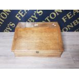 SOLID OAK CHURCH BIBLE BOX 1960S IN GOOD CLEAN CONDITION LINED 47CMS X 36CMS X 22CMS