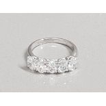 BRILLIANT 18CT WHITE GOLD 5 STONE OVAL DIAMOND RING APX 2.2CT F-G VS1 4.2G SIZE N1/2