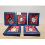 5 BOXED DECORATIVE COLLECTORS POCKET WATCHES