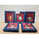 5 BOXED DECORATIVE COLLECTORS POCKET WATCHES