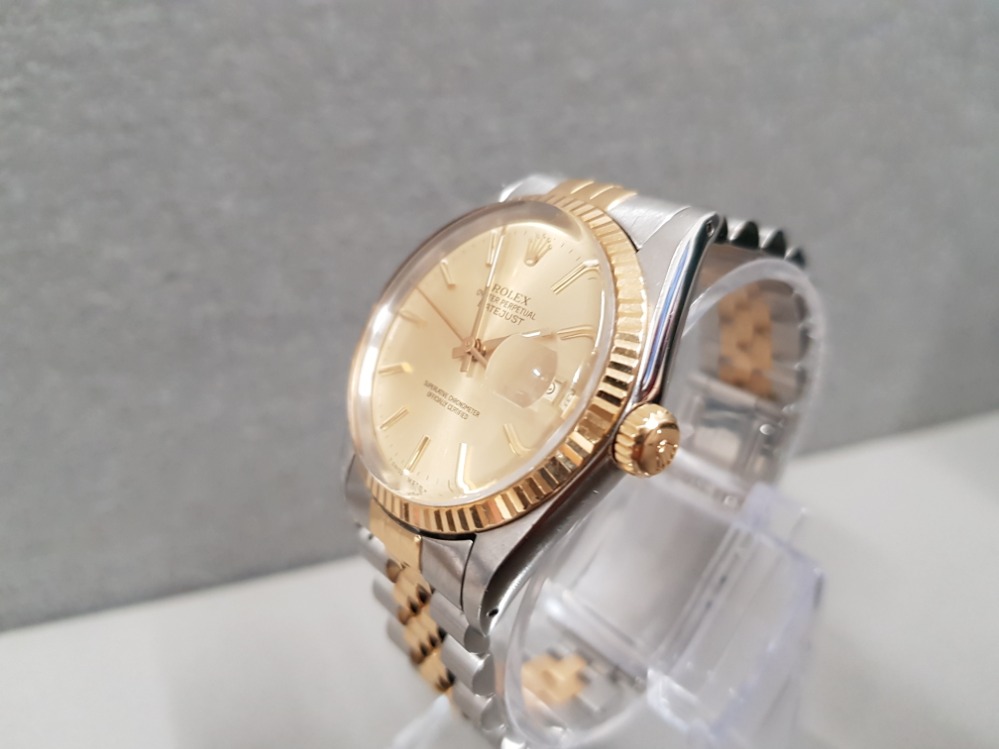 ROLEX GENTS JUSTDATE BI-METAL WATCH WITH CHAMPAGNE DIAL JUBILEE BRACELET AUTOMATIC MOVEMENT 1985 - Image 3 of 4