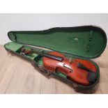 A VINTAGE VIOLIN IN ORIGINAL CASE NO BOW