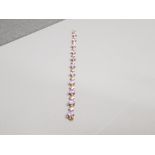 9CT GOLD PURPLE HEART STONE BRACELET 9.3G