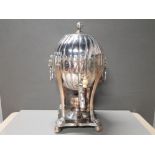 VICTORIAN SAMOVAR IN SILVER PLATE INCLUDING SPIRIT BURNER AND TAP 24CMS X 44CMS