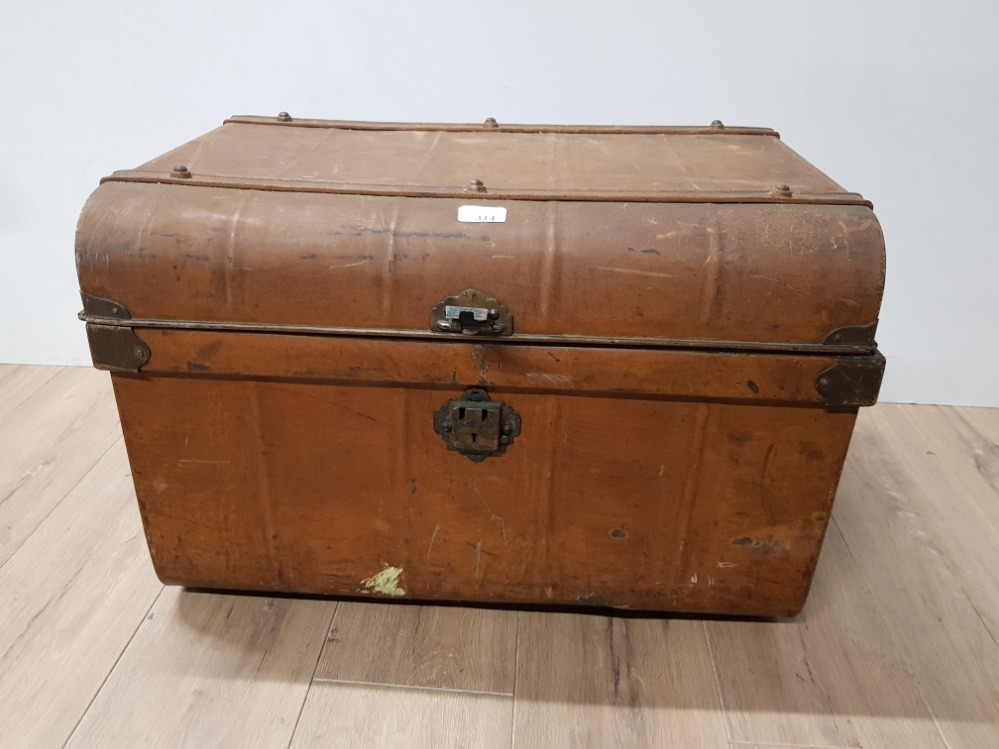 VINTAGE F WATSON TIN TRUNK