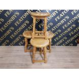 A SET OF 4 SOLID OAK STOOLS