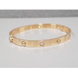 18CT GOLD CARTIER STYLE DIAMOND AND SCREW BANGLE 39.3G